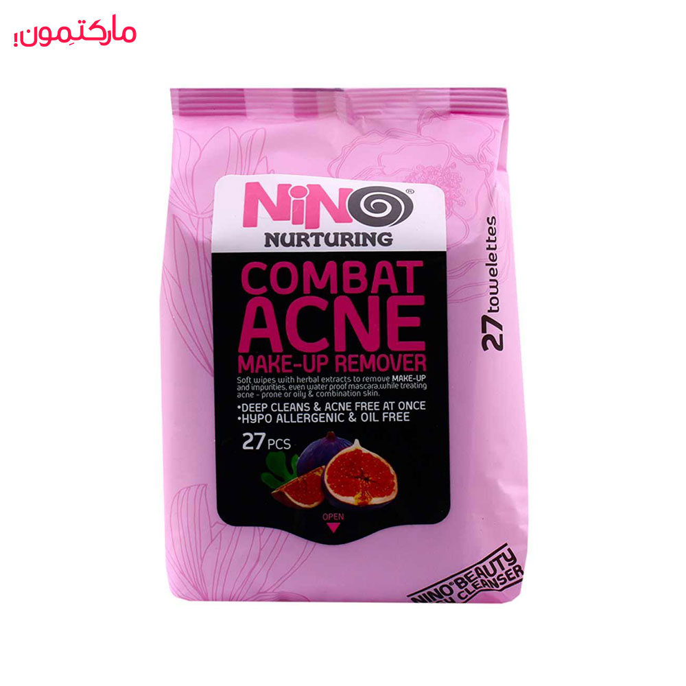 دستمال آرایش پاک کن ضد جوش Combat Acne نینو Nino