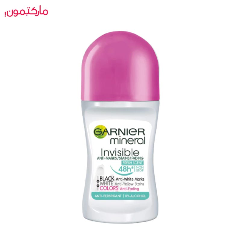 رول ضد تعریق زنانه گارنیر مینرال مدل invisible ماندگاری 48 ساعته حجم 50 میل