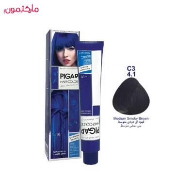 رنگ مو پیگار شماره 4.1- C3 رنگ قهوه ای دودی متوسط 100 میل