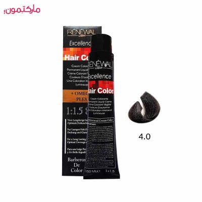 رنگ مو رنوال شماره 4.0 رنگ قهوه ای متوسط 150 میل