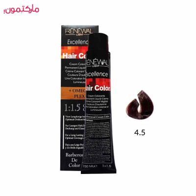 رنگ مو رنوال شماره 4.5 رنگ فندقی ماهاگونی متوسط 150 میل