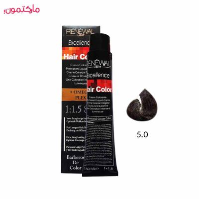 رنگ مو رنوال شماره 5.0 رنگ قهوه ای روشن 150 میل