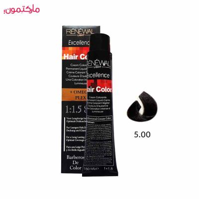 رنگ مو رنوال شماره 5.00 رنگ قهوه ای روشن قوی 150 میل