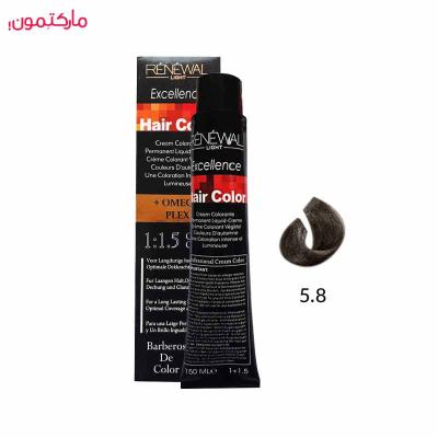 رنگ مو رنوال شماره 5.8 رنگ قهوه ای زیتونی روشن 150 میل