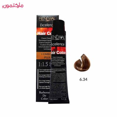 رنگ مو رنوال شماره 6.34 رنگ بلوند تنباکویی تیره 150 میل