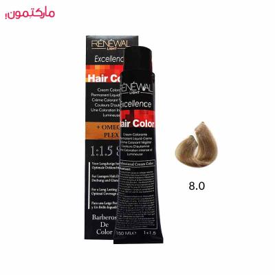 رنگ مو رنوال شماره 8.0 رنگ بلوند روشن 150 میل