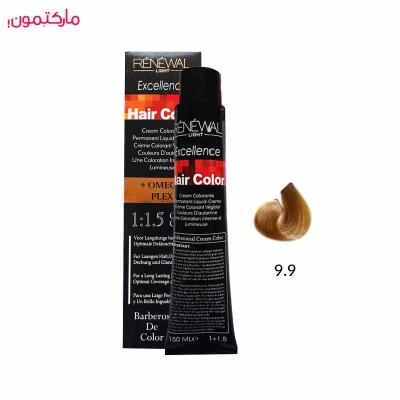 رنگ مو رنوال شماره  9.9 رنگ بلوند فندقی خیلی روشن 150 میل