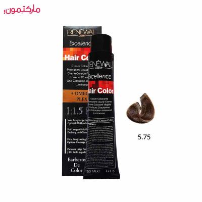 رنگ مو رنوال شماره 5.75 رنگ قهوه ای فندقی تیره 150 میل